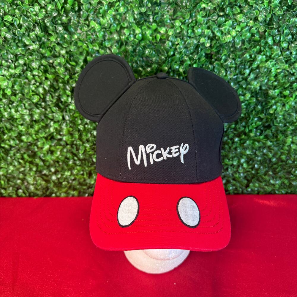 Disney Adult Mickey Mouse Ears Baseball Cap Black Red Snapback OSFA